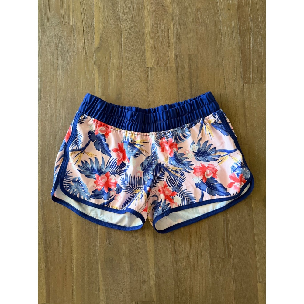 Burnside Womens Pink Tropical Floral Athletic Board Shorts Small BH9386-BF